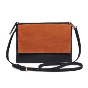 NWT Moda Luxe Reagan Crossbody Black|Camel Vegan Leather|Suede Women's Bag